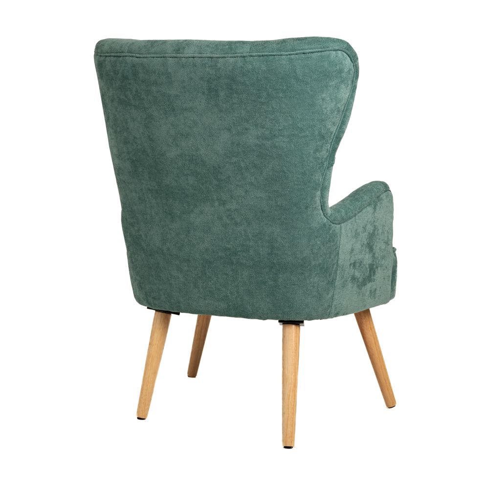 FOTELJA TAPACIRANA MINT PLIŠEM  67X71X90 CM SA DRVENIM NOGAMA 20 CM