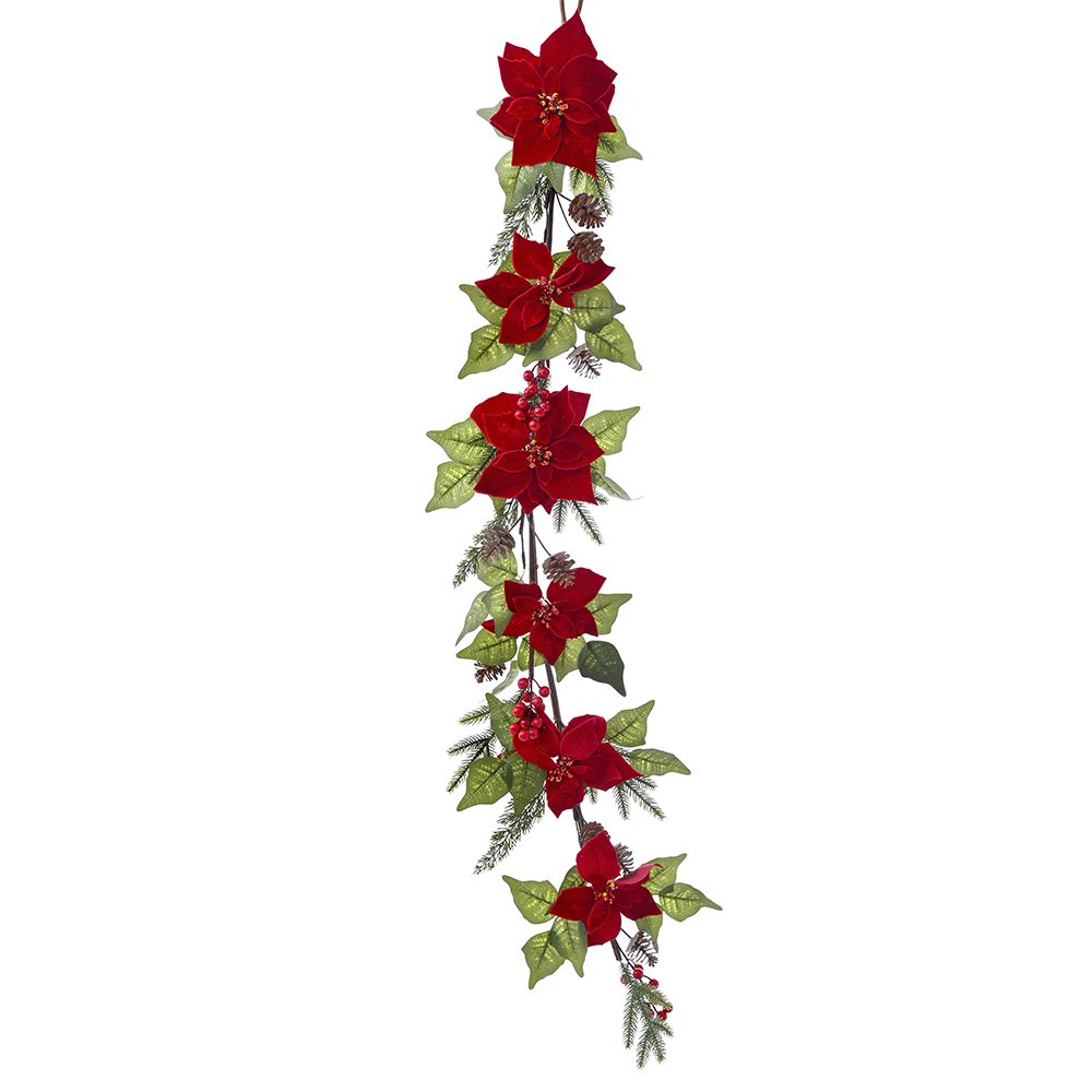 GIRLAND SA CRVENIM BOŽIĆNIM CVETOM 150 cm