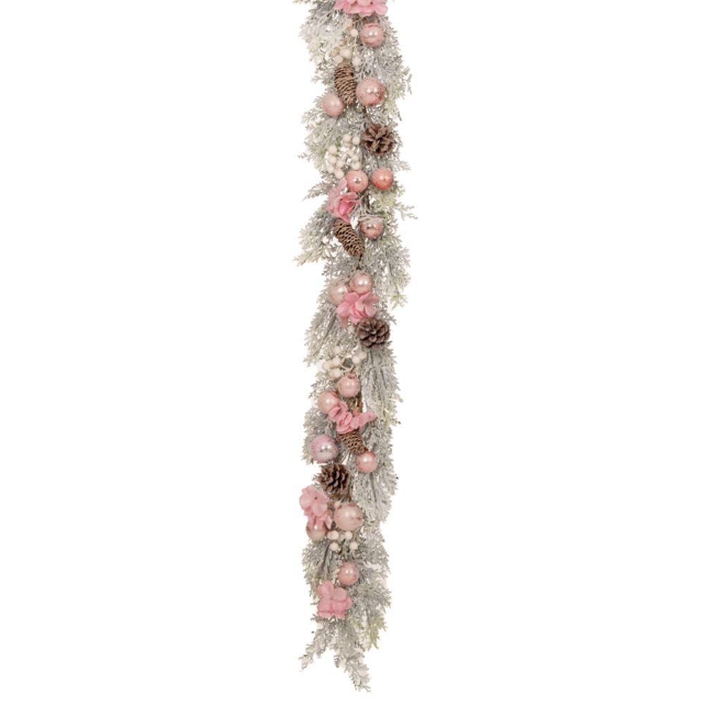 87860 GIRLNAD SNEŽNI SA ROZE UKRASIMA 180 CM