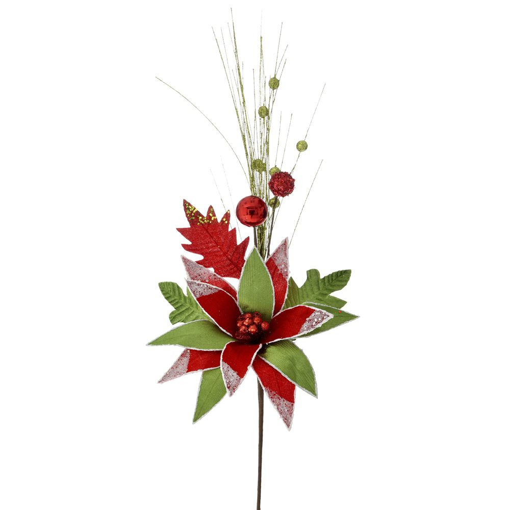 75486 GRANČICA OD BOŽIĆNOG CVEĆA CRVENO ZELENA 70 CM