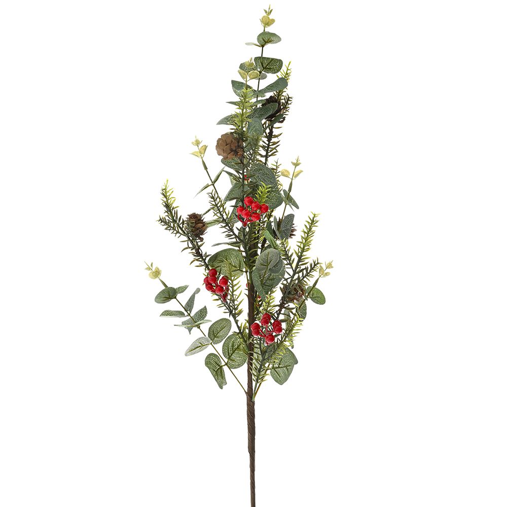 79101 GRANČICA SA LISTIĆIMA I CRVENIM BOBICAMA 70 CM