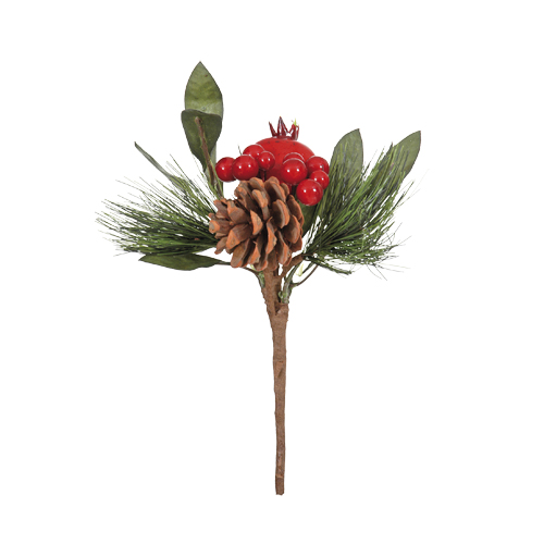 23611  GRANČICA SA ŠIŠARKOM I CRVENIM BOBICAMA 25 CM