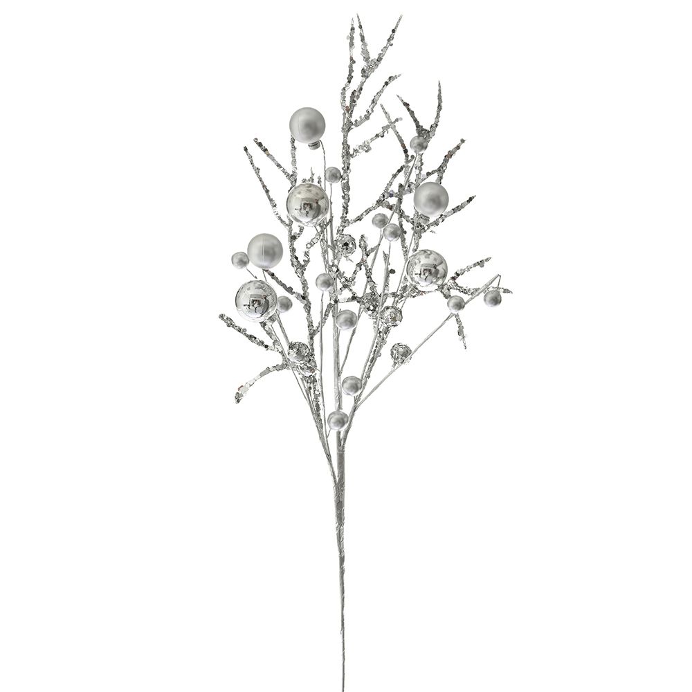 79735  GRANČICA SA SREBRNIM PERLAMA 65 CM