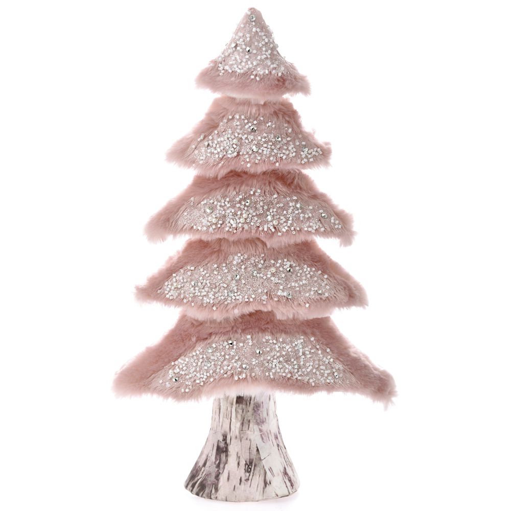 72924 JELKA SA ROZE KRZNOM I PERLICAMA 22*10*38 CM