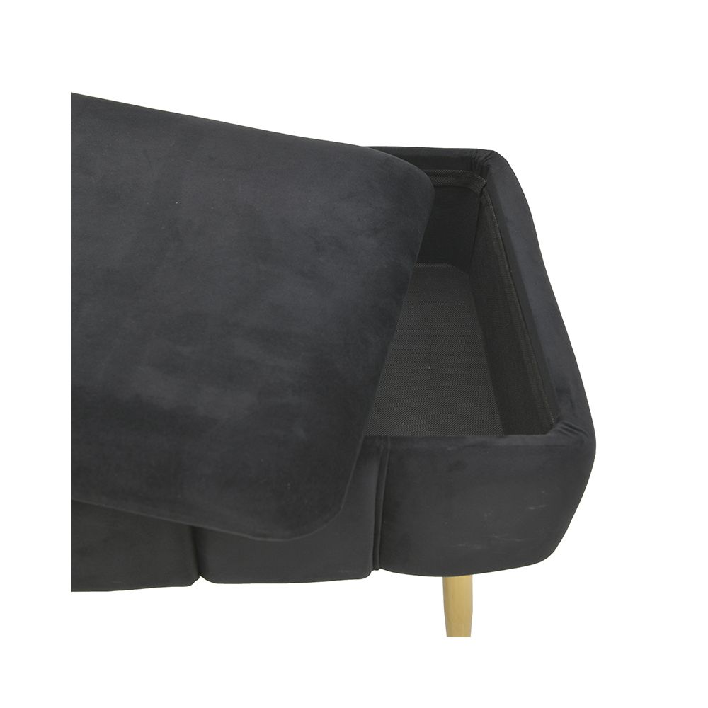 3505120057 METALNI KANABE TAPACIRAN PLIŠEM CRNO ZLATNI 80X38X42 CM