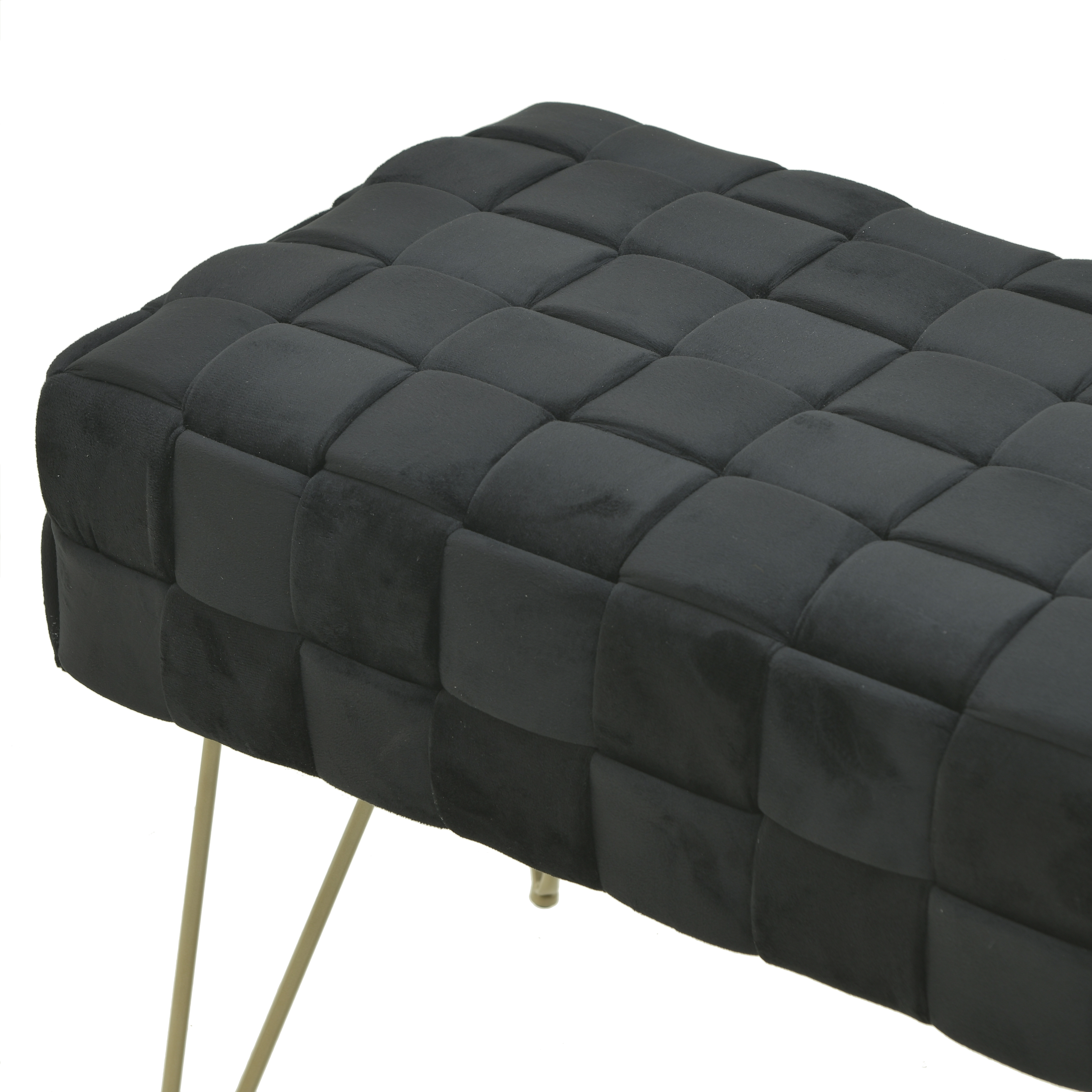 3504490024 KANABE METALNI TAPACIRAN CRNIM PLIŠEM 76X37X45 CM