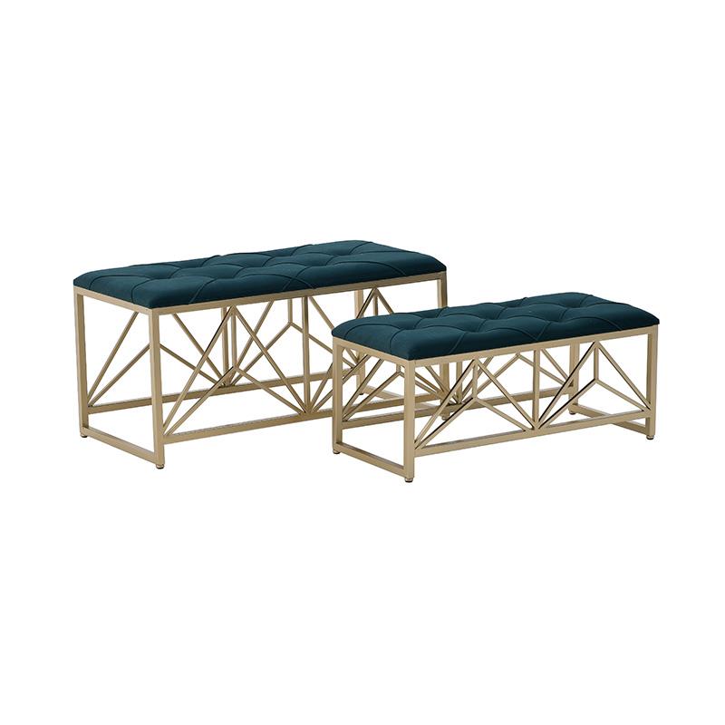 3506570027 KANABE METALNI TAPACIRANI ZELENIM PLISEM S/2 90X40X45 CM