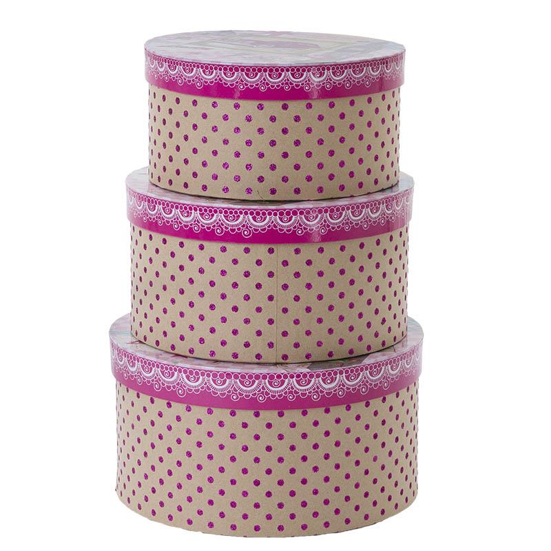 3701440259 KARTONSKA KUTIJA DEZEN ROZE TUFNE SA ŠTRASOM S/3 21*21*11cm