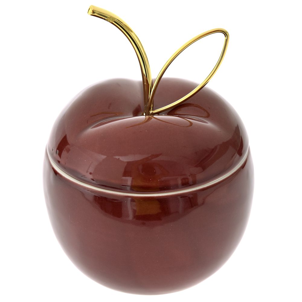 73478 KERAMIČKA JABUKA SA POKLOPCEM BORDO 12*15 cm