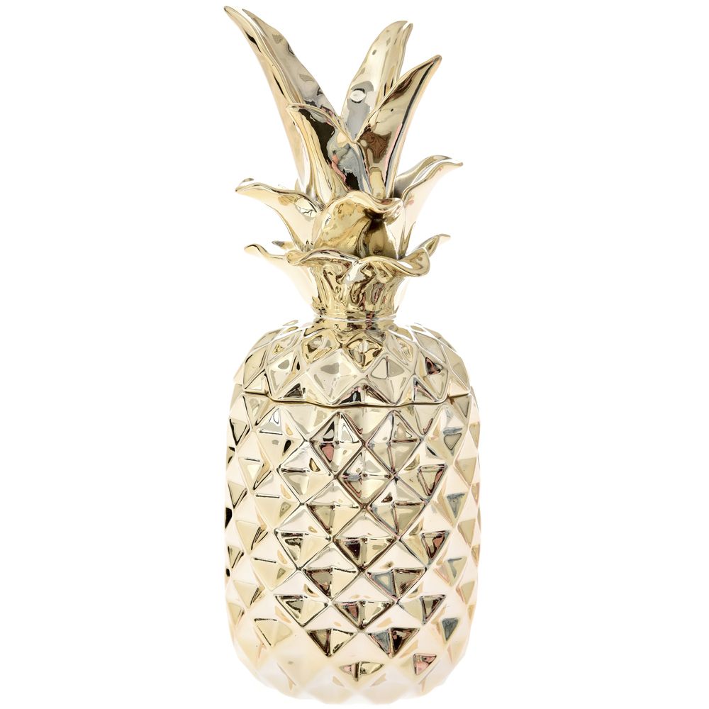 66725 KERAMIČKA KUTIJA ANANAS ZLATNI 12*31cm