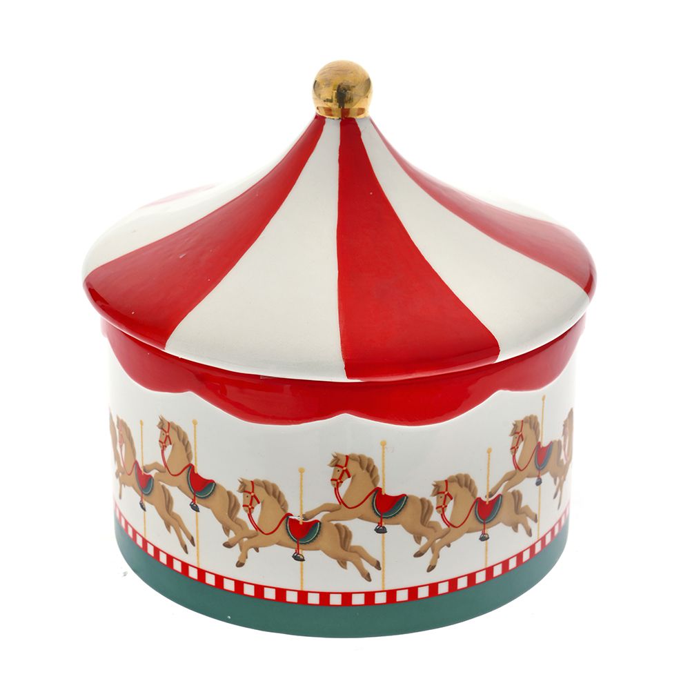 82257 KERAMIČKA KUTIJA DEZEN CIRKUS 18X18X17 CM