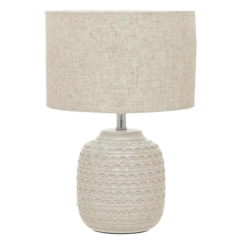 3156200050 KERAMIČKA STONA LAMPA BEŽ BELA 25X36 CM