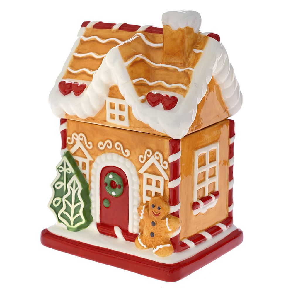 81583 KERAMIČKA TEGLA KUĆA SA KOLAČIĆIMA 13X11X19 CM