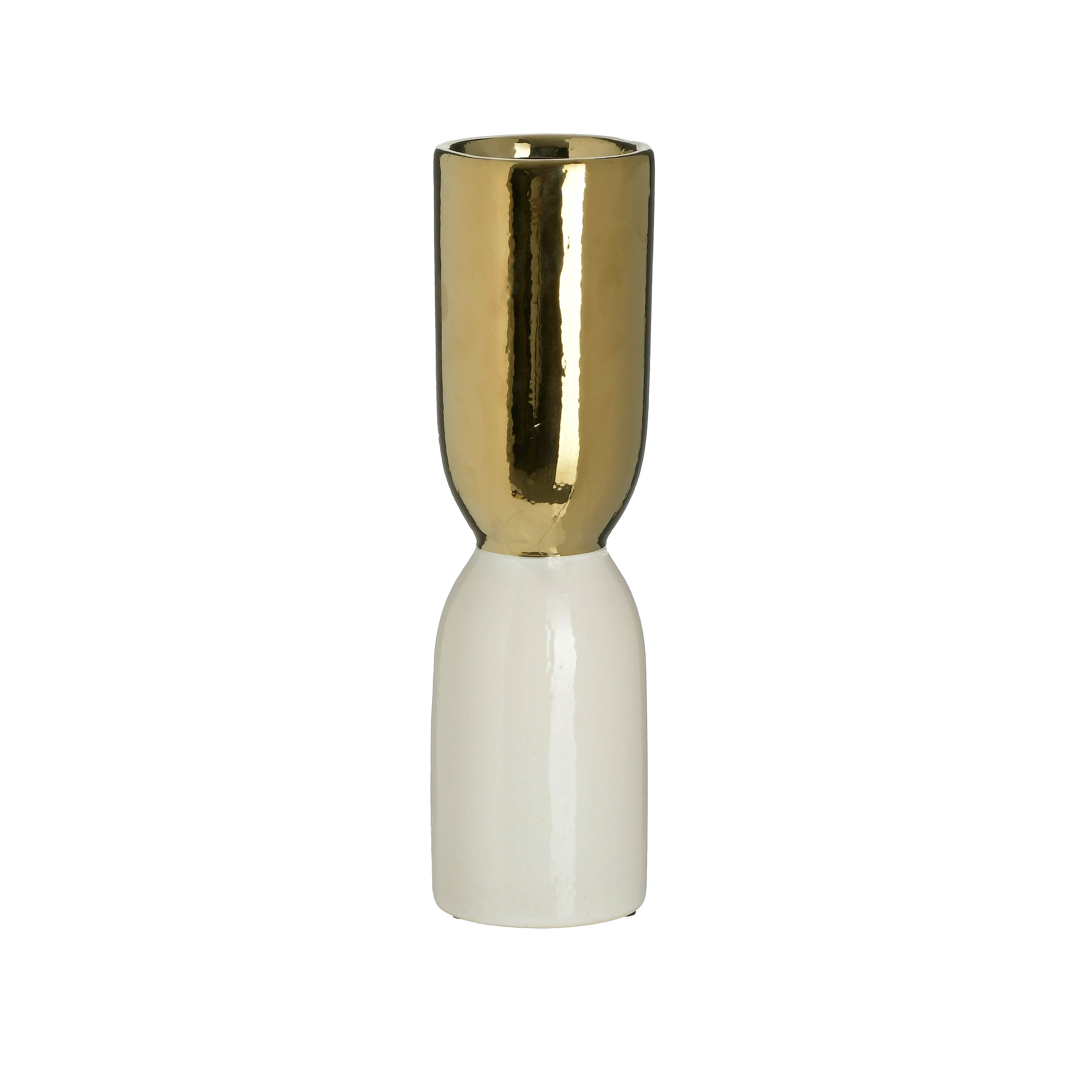 370239033 KERAMIČKA VAZNA BELO ZLATNA 7X25 CM