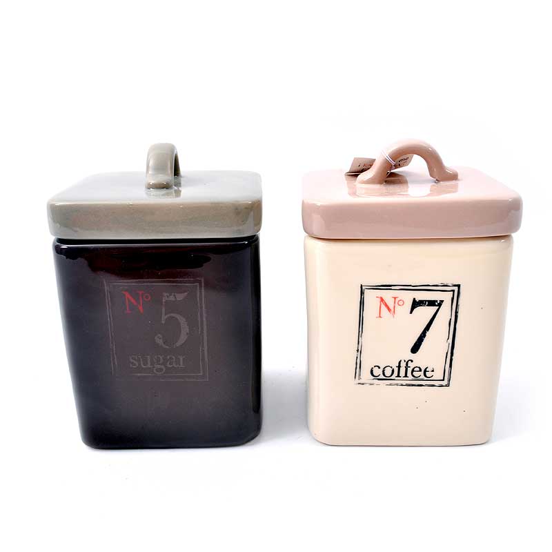 25124202 KERAMIČKE KUTIJE S/2 COFFE-SUGAR 2 BOJE