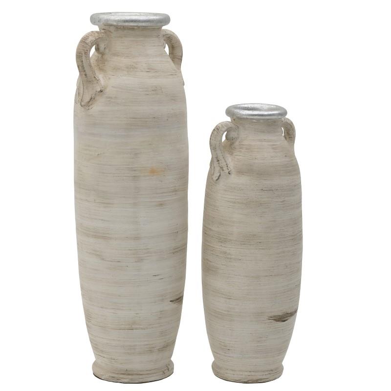 3704110019 KERAMIČKI ĆUP ANTIK BELO SREBRNI S/2 40X31X100 CM