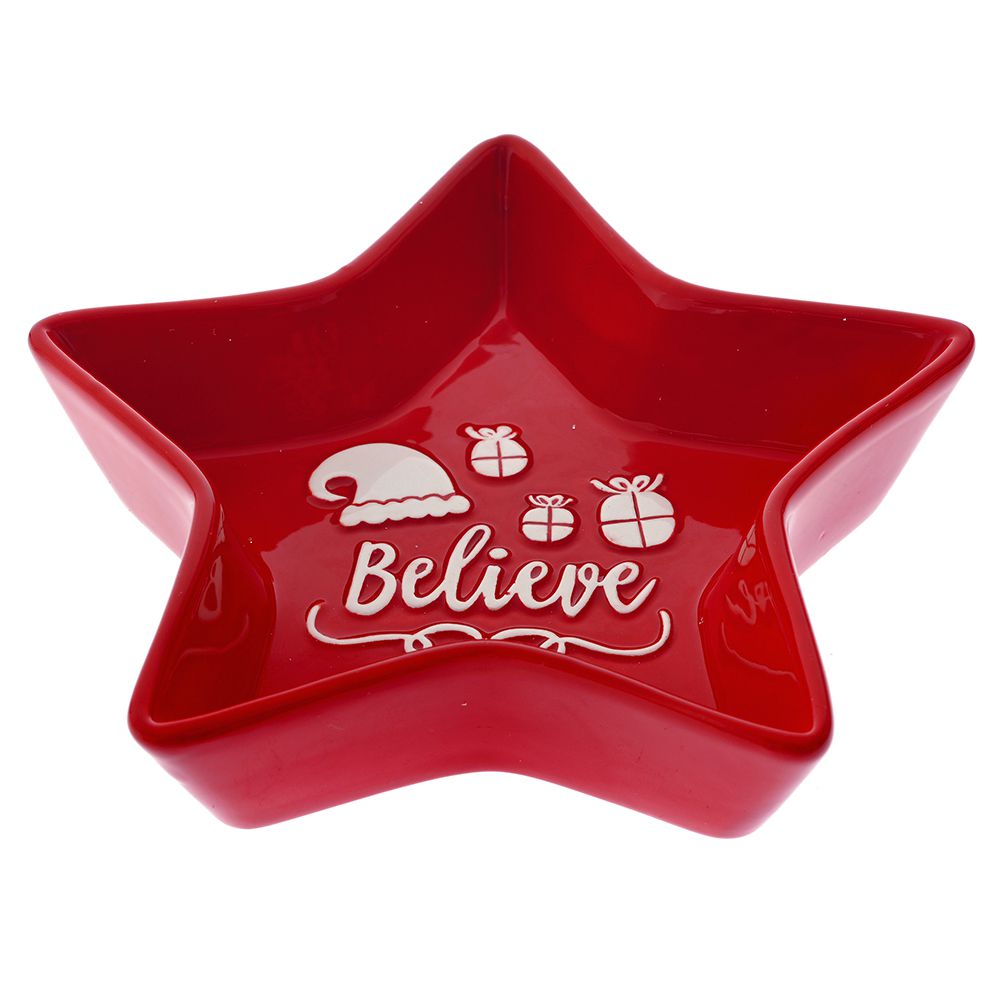 81843 KERAMIČKI TANJIR CRVENA ZVEZDA 18X18X4 CM