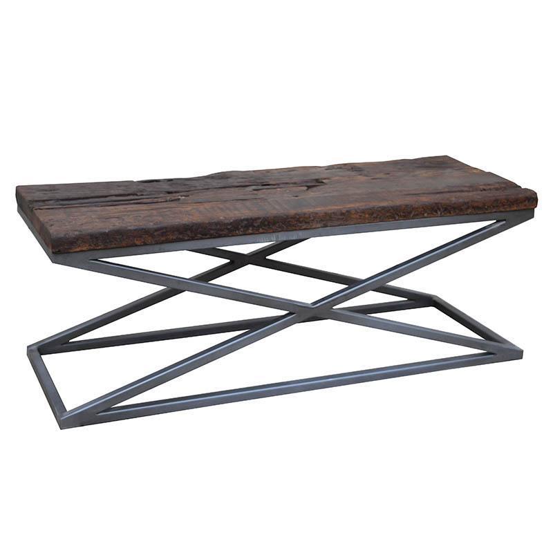 3501890046 KLUB STO DRVO-METAL SIVO-BRAON 120*46*45cm