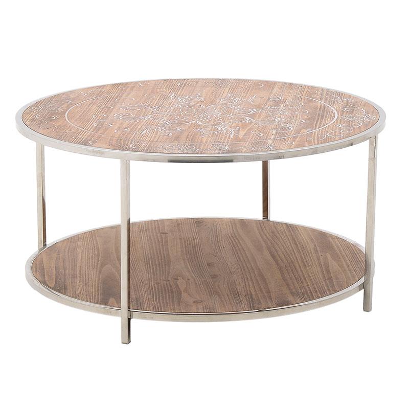 3504500008 KLUB STO DRVO METAL NATURAL SREBRNI 80*40cm