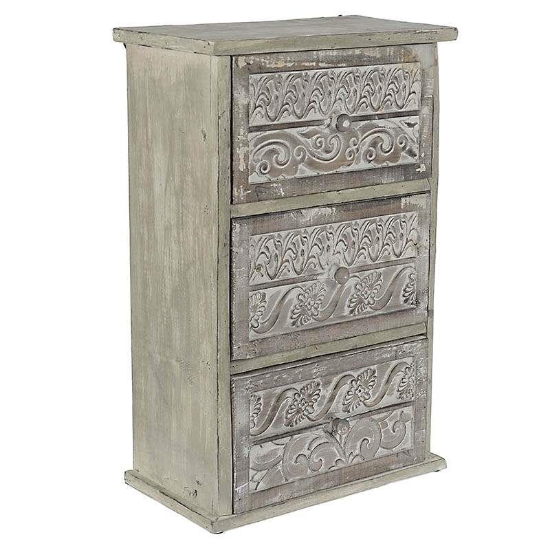 3501560027 KOMODA DRVENA MINI SA FIOKAMA BEŽ-SIVA 32*18*51cm