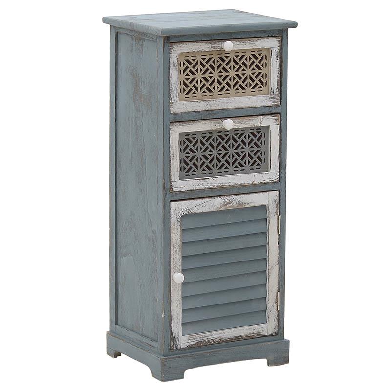 3502640050 KOMODA DRVENA ANTIK PLAVO BELA 35*29*78cm