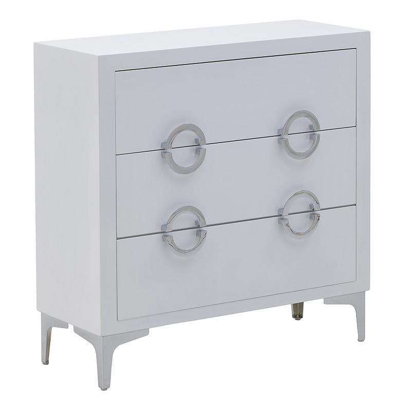 3509630015 KOMODA DRVENA BELO SREBRNA 78X30X78 CM