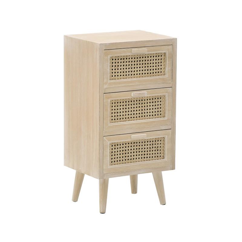 3501470116 KOMODA DRVENA NATURAL SA ŠPANSKOM TRSKOM 38X30X72 CM
