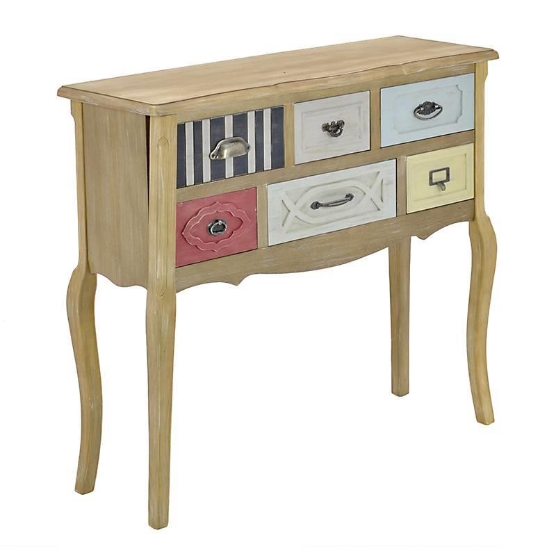 3504870014 KOMODA DRVENA SA FIOKAMA U VIŠE BOJA 90*30*80cm