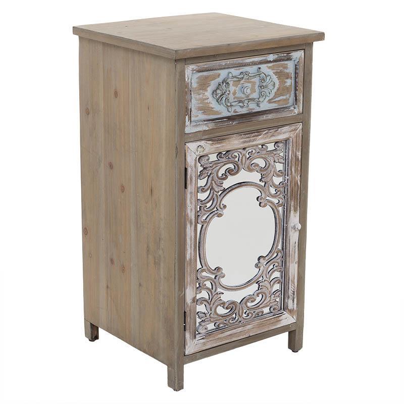 3501560022 KOMODA DRVO-METAL BEŽ SA OGLEDALOM 42*40*78cm