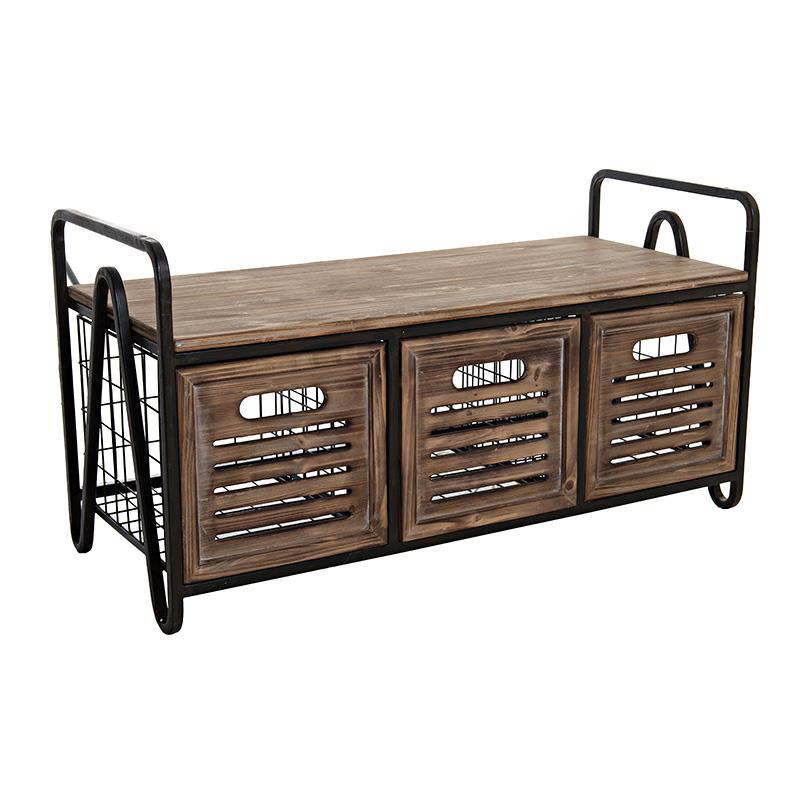 3508120031 KOMODA DRVO-METAL BRAON SA 3 FIJOKE 95*40*50cm