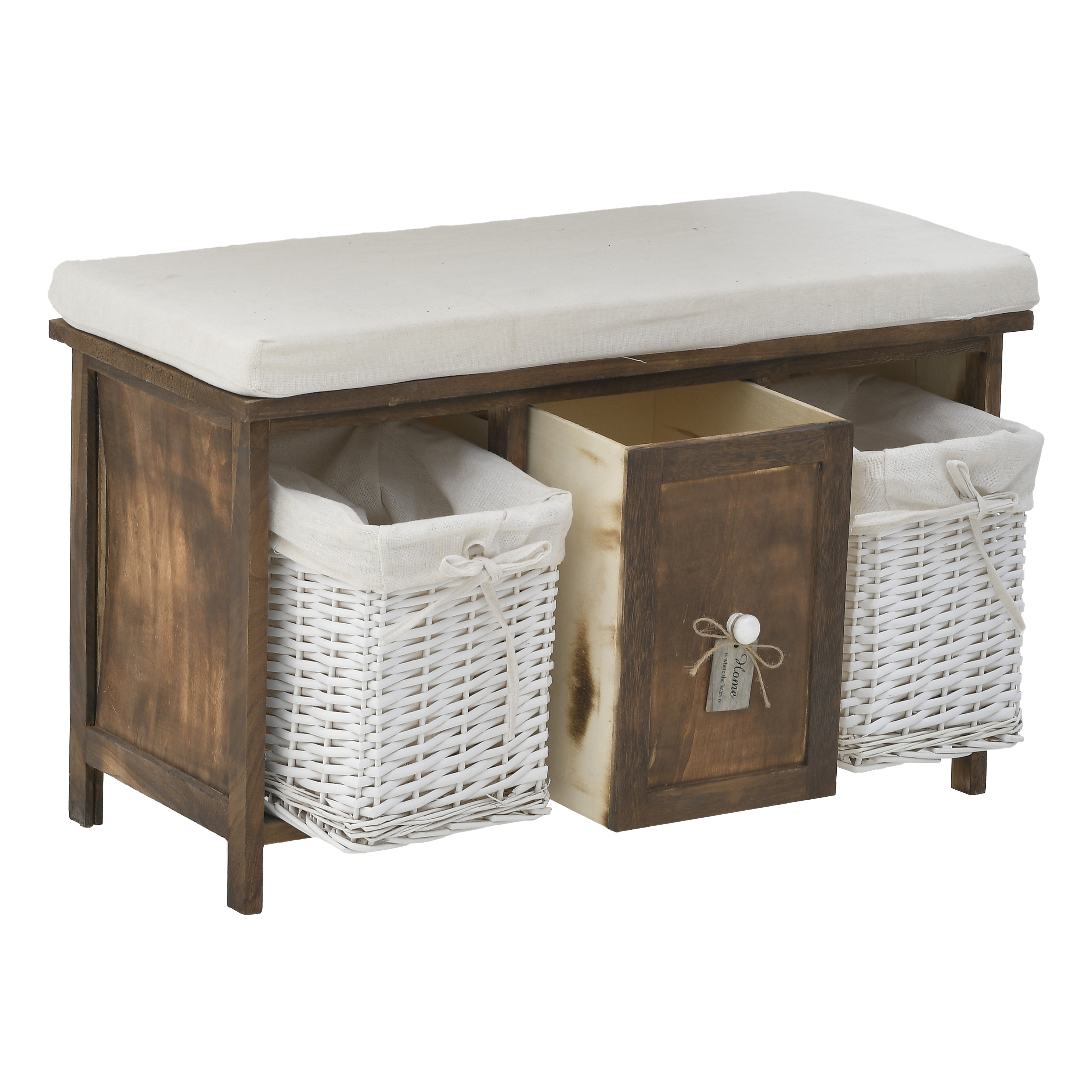 3502640068 KOMODA TABURE DRVENA ANTIK NATURAL BELA 73X32X45 CM