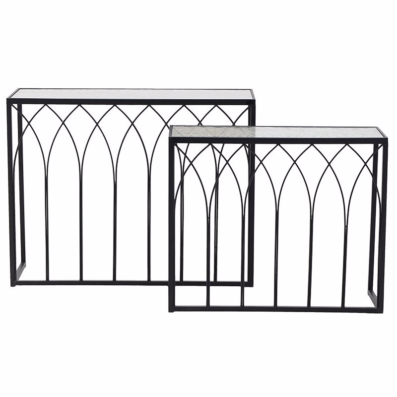 3501090005 KONZOLA DRVO-METAL CRNO-BELA S/2 103*37*80cm