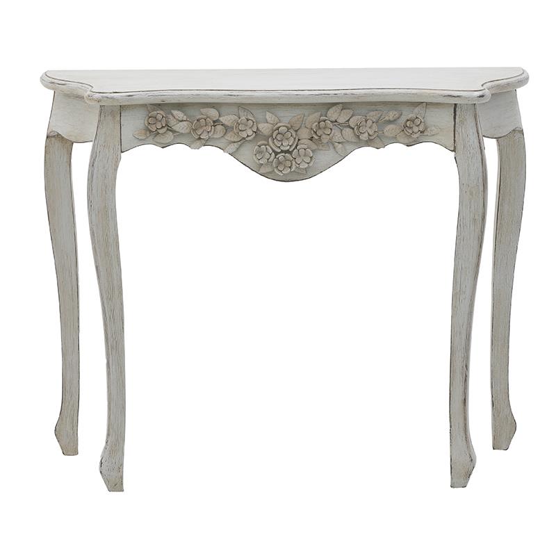 3501080002 KONZOLA ANTIK SIVA SA DUBOREZOM 100X39X80 CM