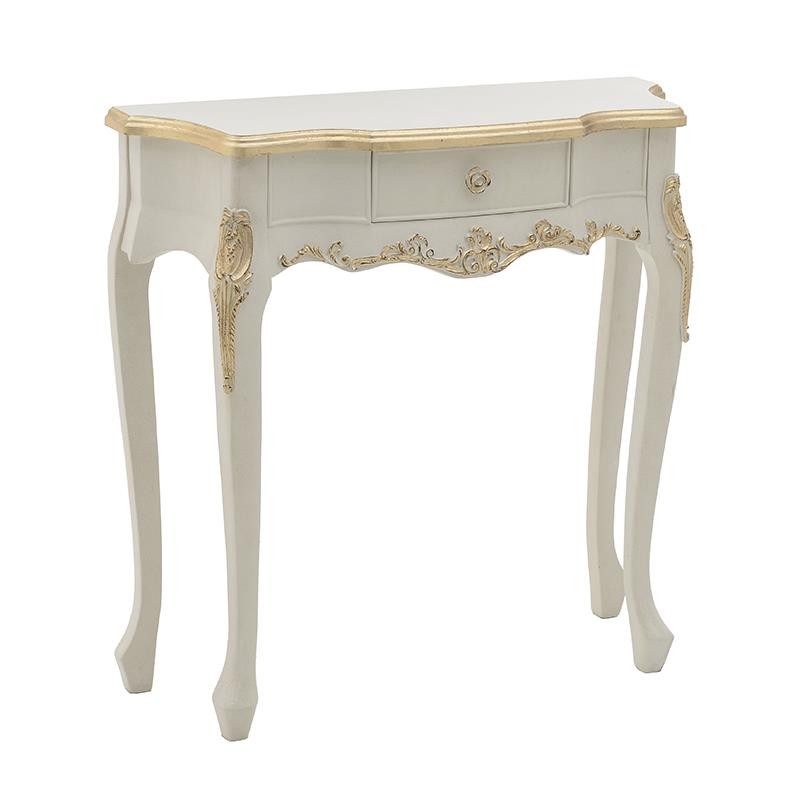 3508480006 KONZOLA DRVENA BELO-ZLATNA 80x30x80 cm