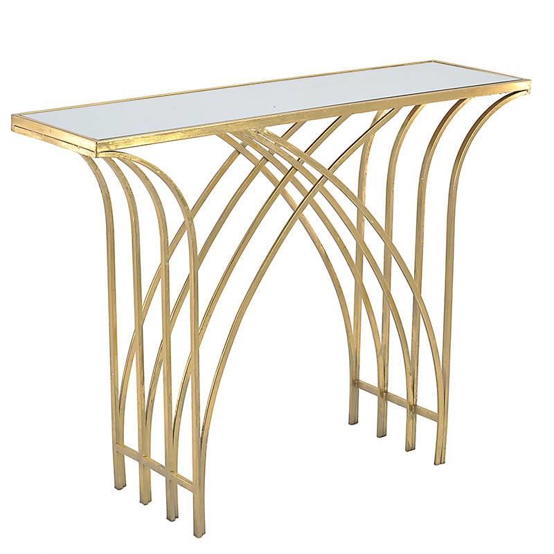 3509540011 KONZOLA METAL-STAKLO ZLATNA 104*30*79cm