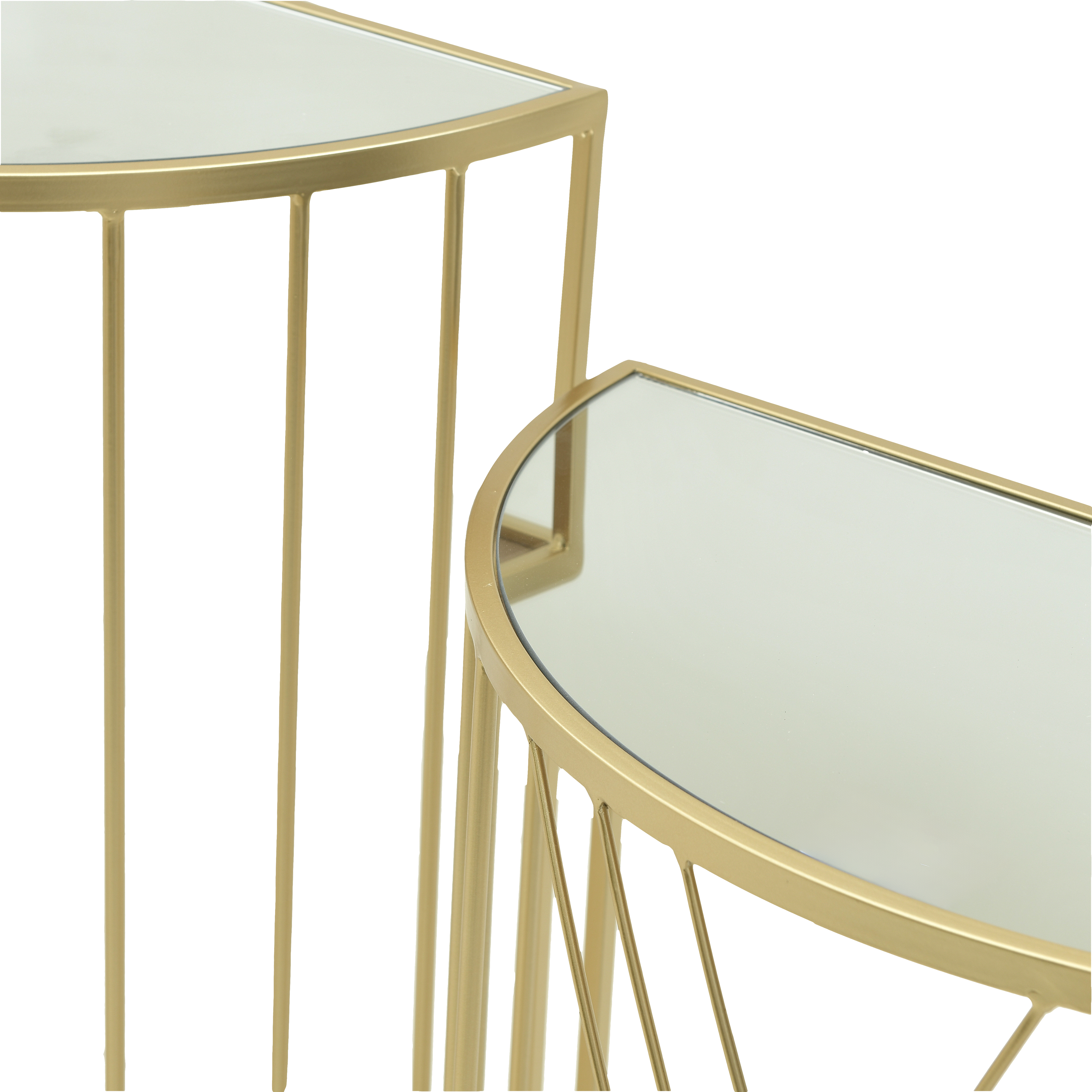 3506980050 KONZOLA METALNA SA OGLEDALOM ZLATNA /2 66X33X73 CM