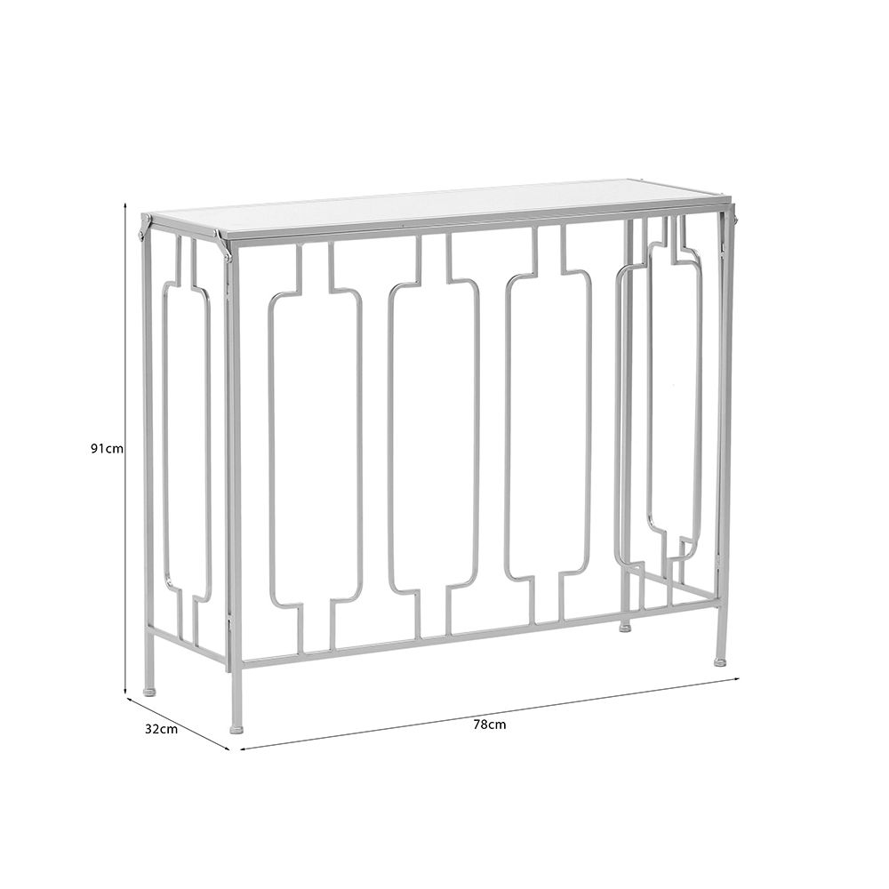 3506980032 KONZOLA METALNA ZLATNA SA OGLEDALOM 91X32X78 CM