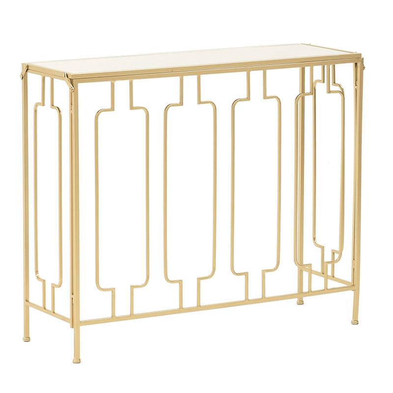 3506980032 KONZOLA METALNA ZLATNA SA OGLEDALOM 91X32X78 CM