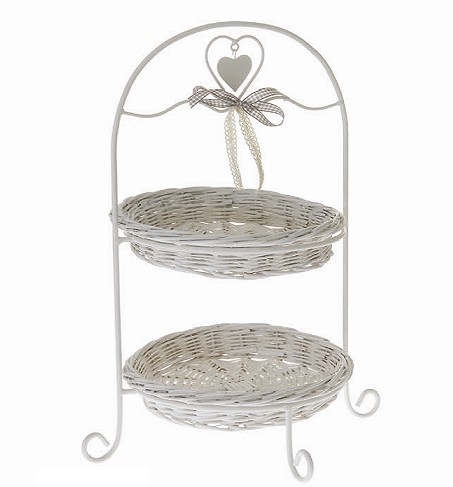 37143 KORPA NA 2 SPRATA BELA NA METALNOM POSTOLJU 34*32*42cm
