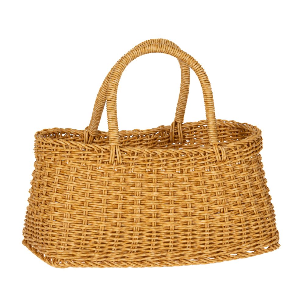*85955 KORPA SA DRŠKAMA OD RATANA BEŽ 30X15.5X15/30 CM