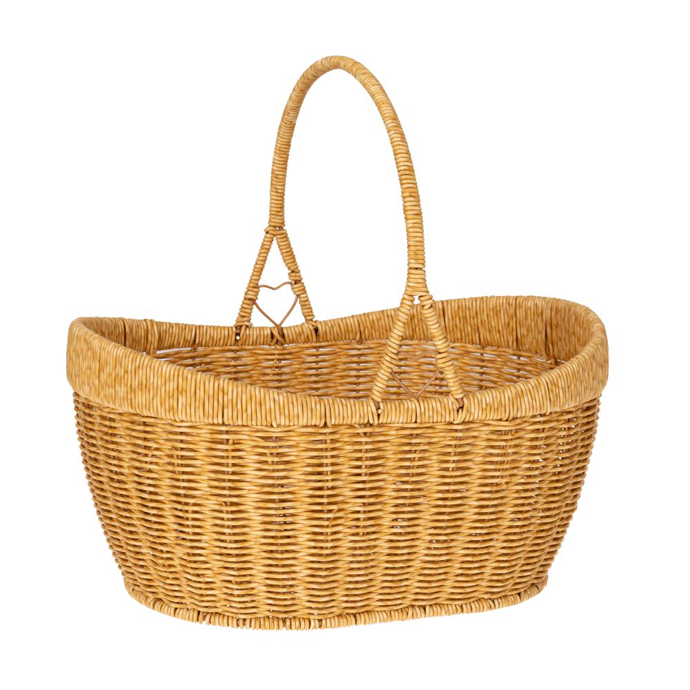 *85951 KORPA SA DRŠKOM OD RATANA BEŽ 29.5X21.5X13.5/26.5 CM