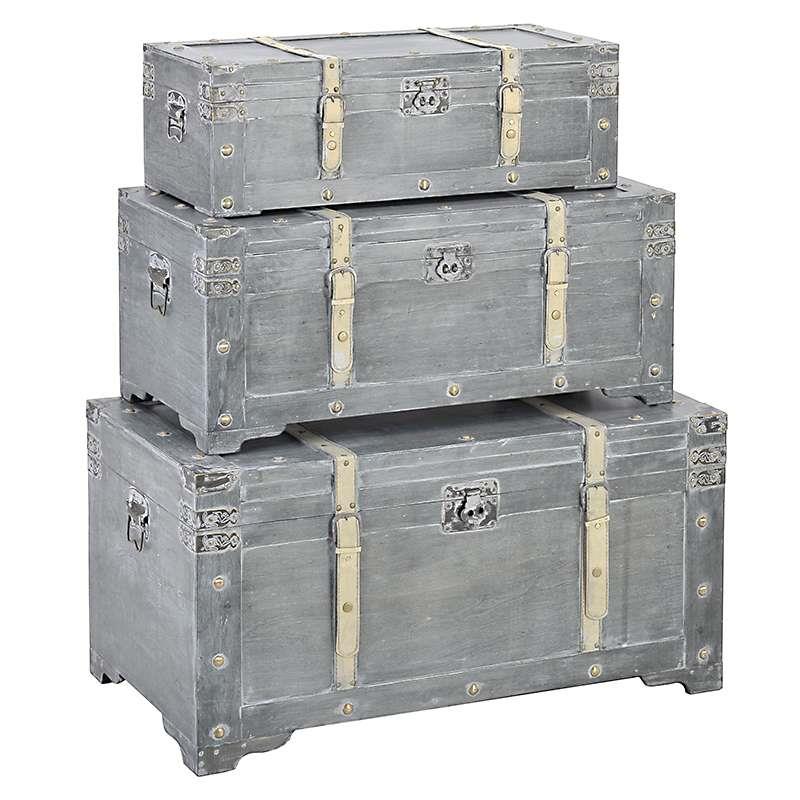 3503610006 KOVČEG DRVENI SIVI S/3 71*31*24cm