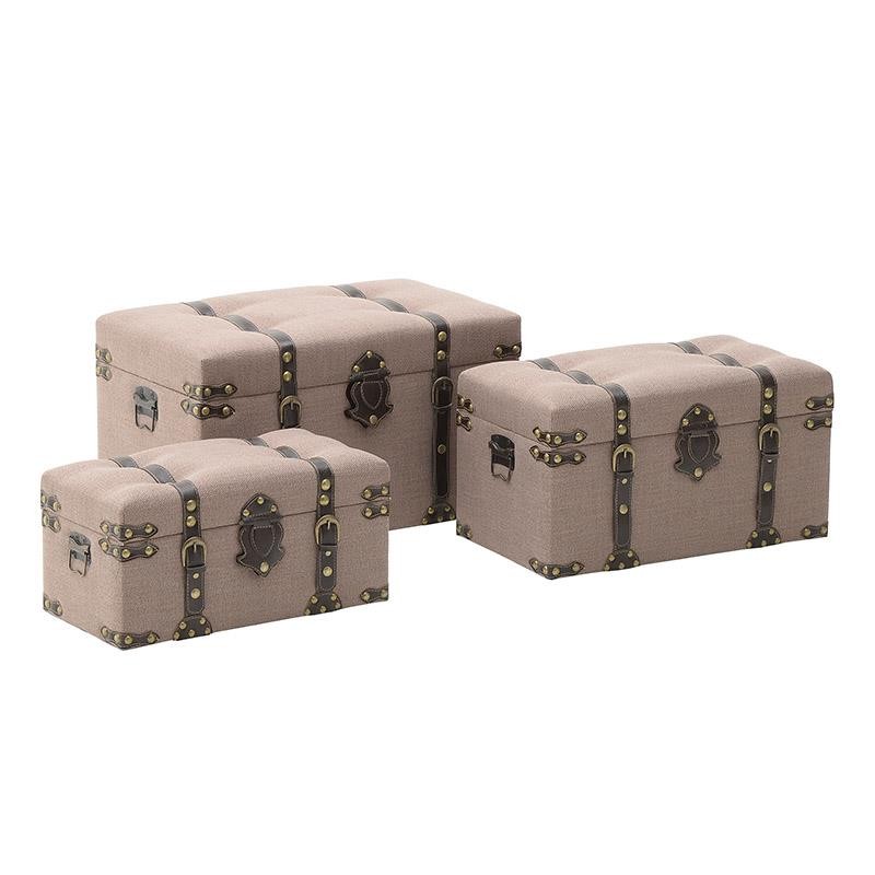 3506570013 KOVČEG DRVENI TAPACIRANI BEŽ-BRAON S/3 47*26*25cm