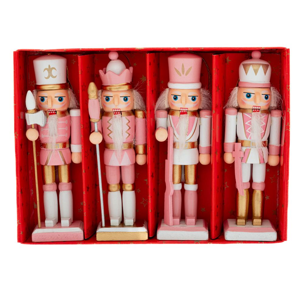 86884 KRCKO ORAŠČIĆ SET/4 ROZE BELI DRVENI 13 CM