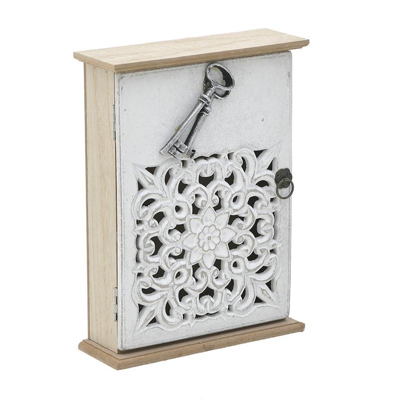 3701430033 KUTIJA ZA KLJUČEVE DRVENA BELA 18X4X25 CM