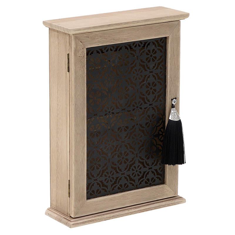3706480005 Kutija Za Kljuceve Drvena Natural Crna 20 7 28cm
