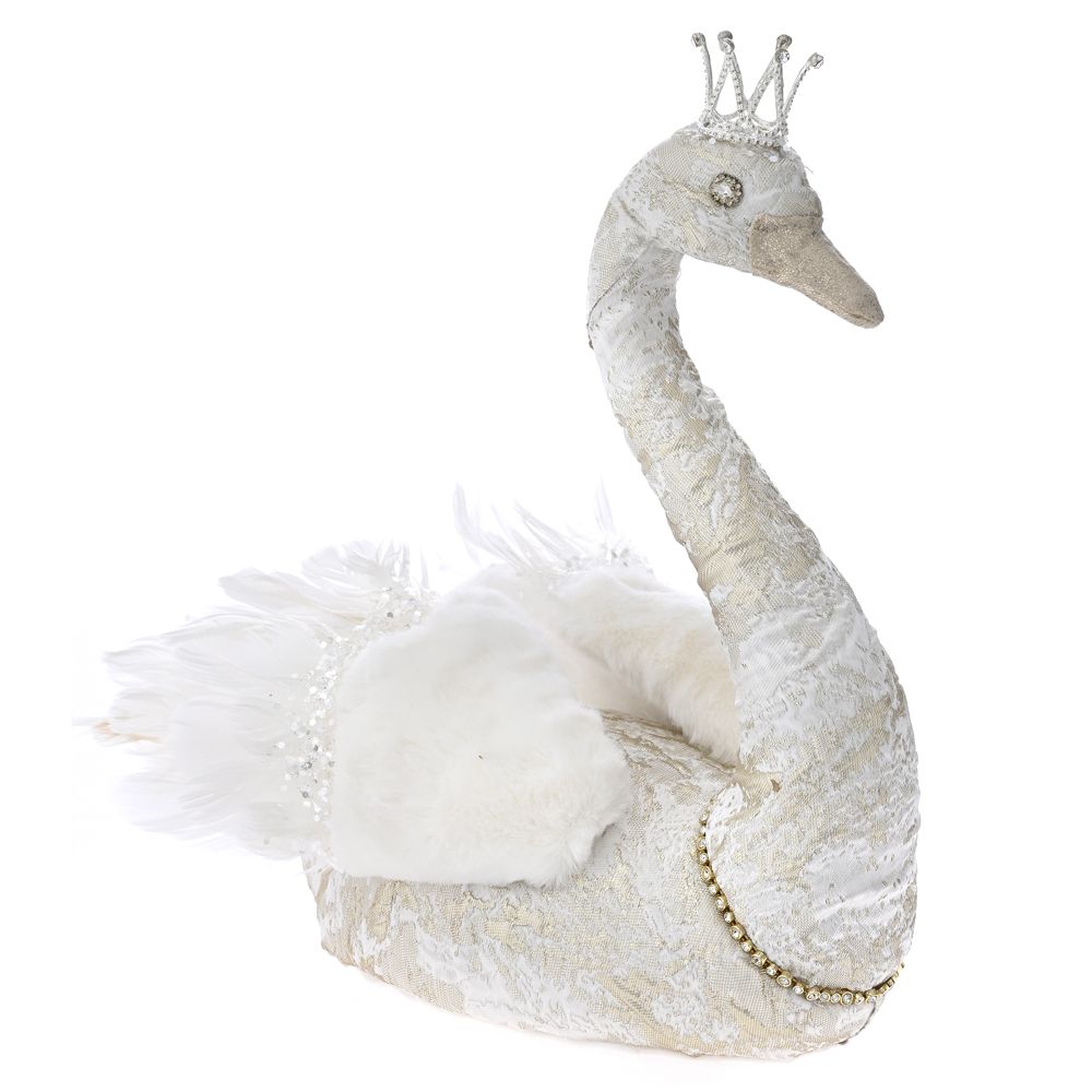 74535 DEKORATIVNA FIGURA LABUD OD PERJA I KRZNA 41*19*38 CM