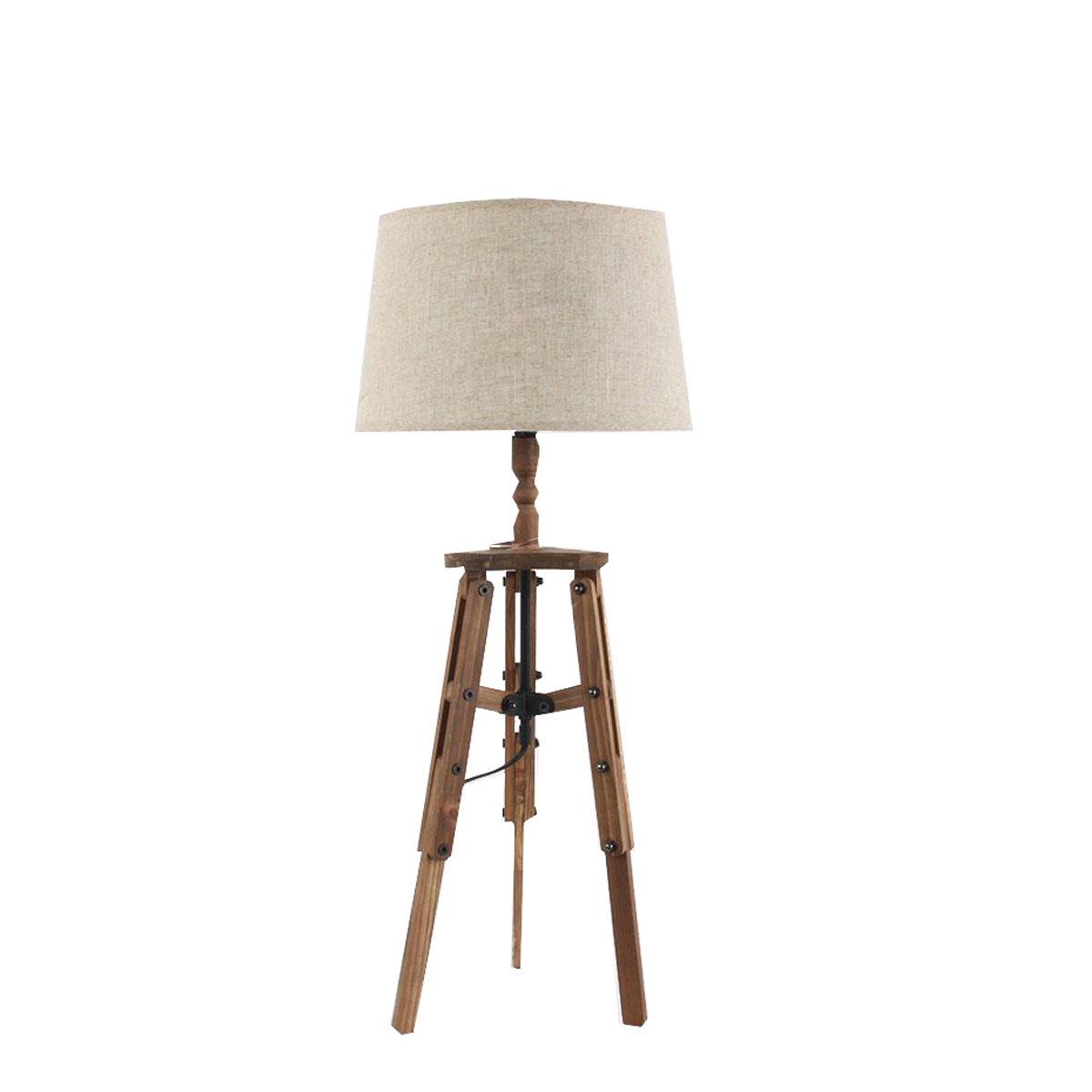 3157160114 DRVENA STONA LAMPA SA PLATNENIM ABAŽUROM 30*76cm