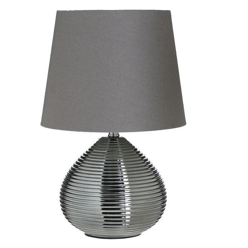 3155010024 LAMPA KERAMIČKA SIVA SA PLATNENIM ABAŽUROM 23*36cm