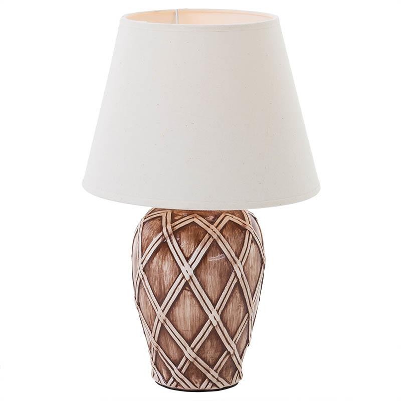 3154900008 LAMPA KERAMIČKA STONA BRAON SA BELIM ABAŽUROM 23*23*40cm